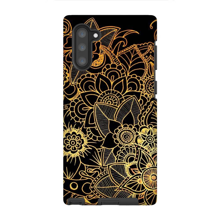 Galaxy Note 10 StrongFit Floral Doodle Gold G523 by Medusa GraphicArt