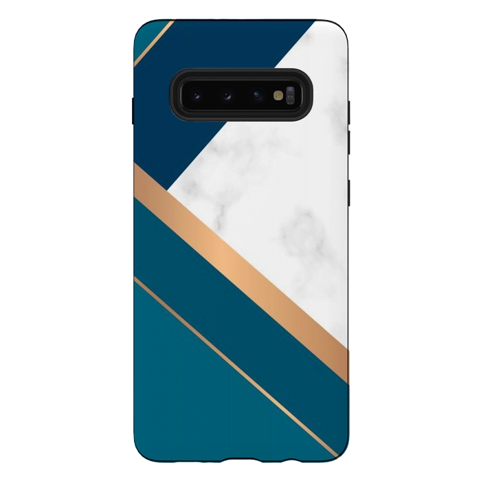 Galaxy S10 plus StrongFit Marble gold triangles on the marble design by ArtsCase