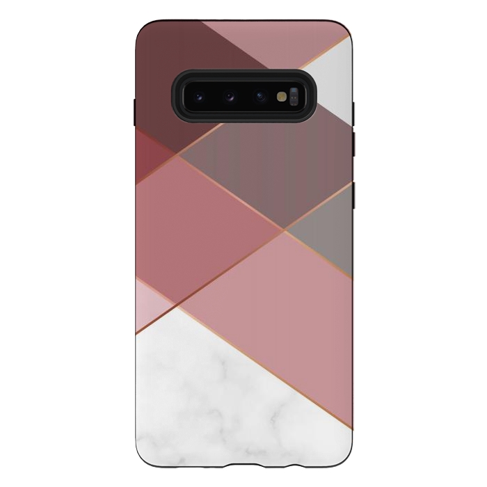 Galaxy S10 plus StrongFit Marble Pattern Polygonal Lines by ArtsCase
