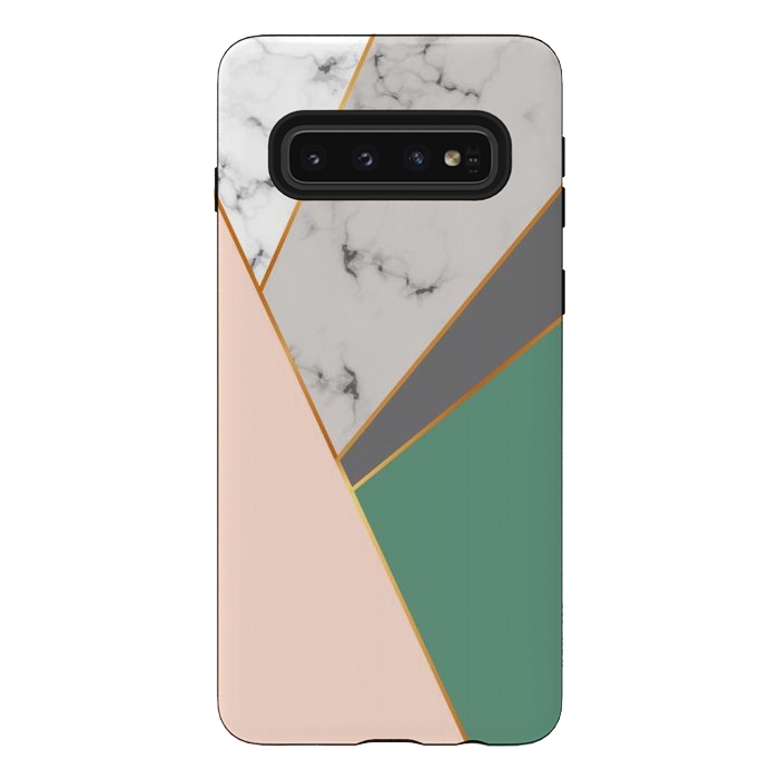 Galaxy S10 StrongFit Modern Geometric Design with golden lines by ArtsCase