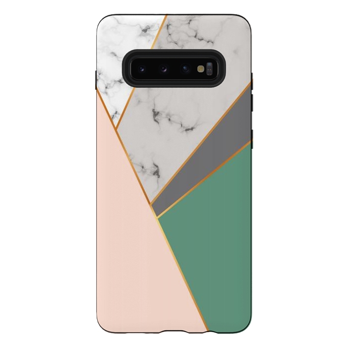Galaxy S10 plus StrongFit Modern Geometric Design with golden lines by ArtsCase