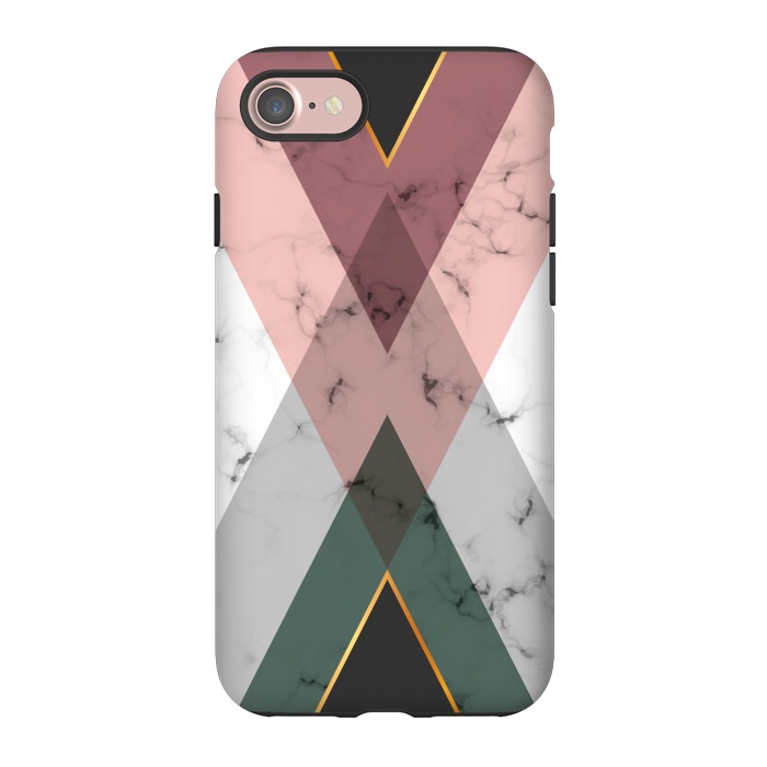 iPhone 7 StrongFit New Marble design with triangular figure and gold lines by ArtsCase