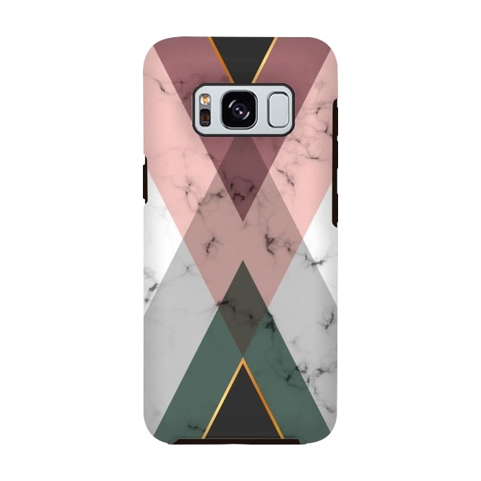 Galaxy S8 StrongFit New Marble design with triangular figure and gold lines by ArtsCase