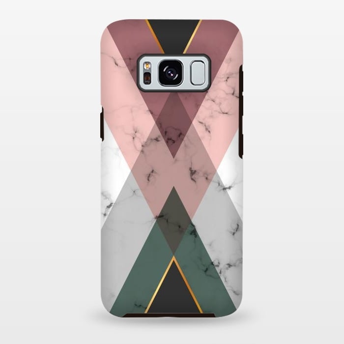 Galaxy S8 plus StrongFit New Marble design with triangular figure and gold lines by ArtsCase