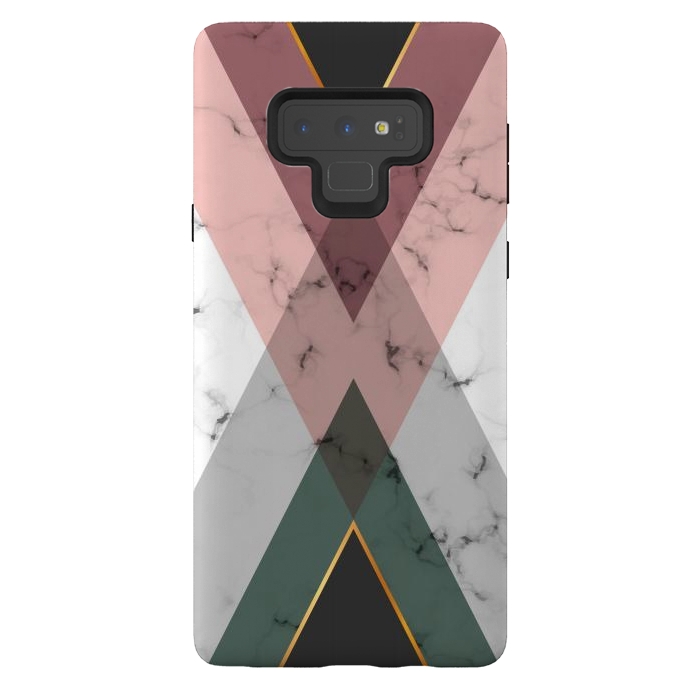 Galaxy Note 9 StrongFit New Marble design with triangular figure and gold lines by ArtsCase