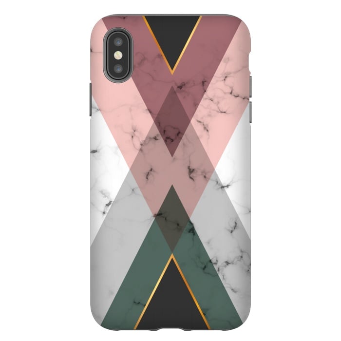 iPhone Xs Max StrongFit New Marble design with triangular figure and gold lines by ArtsCase