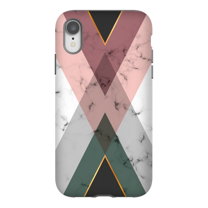 iPhone Xr StrongFit New Marble design with triangular figure and gold lines by ArtsCase