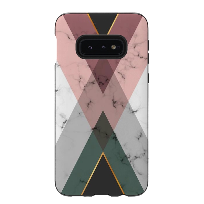 Galaxy S10e StrongFit New Marble design with triangular figure and gold lines by ArtsCase