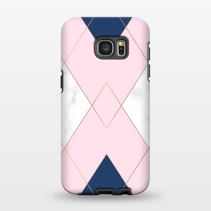 Galaxy S7 EDGE StrongFit Triangles on marbled design by ArtsCase