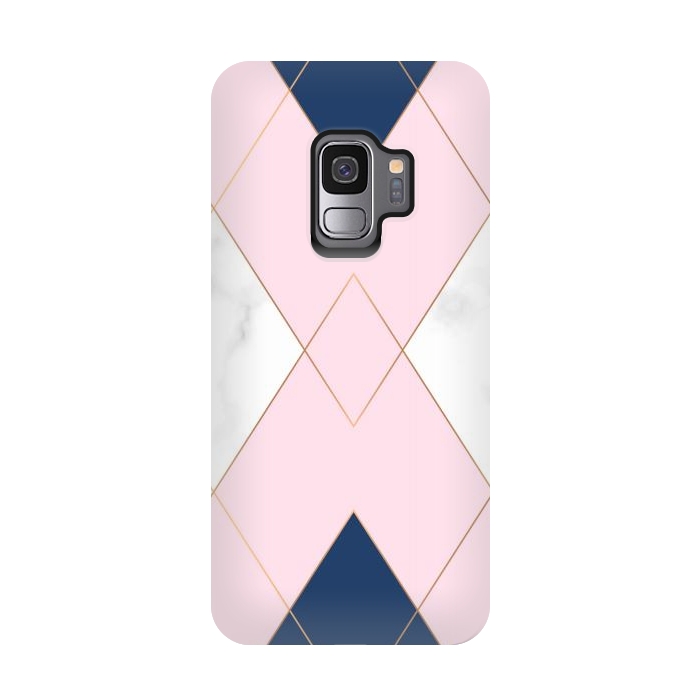 Galaxy S9 StrongFit Triangles on marbled design by ArtsCase