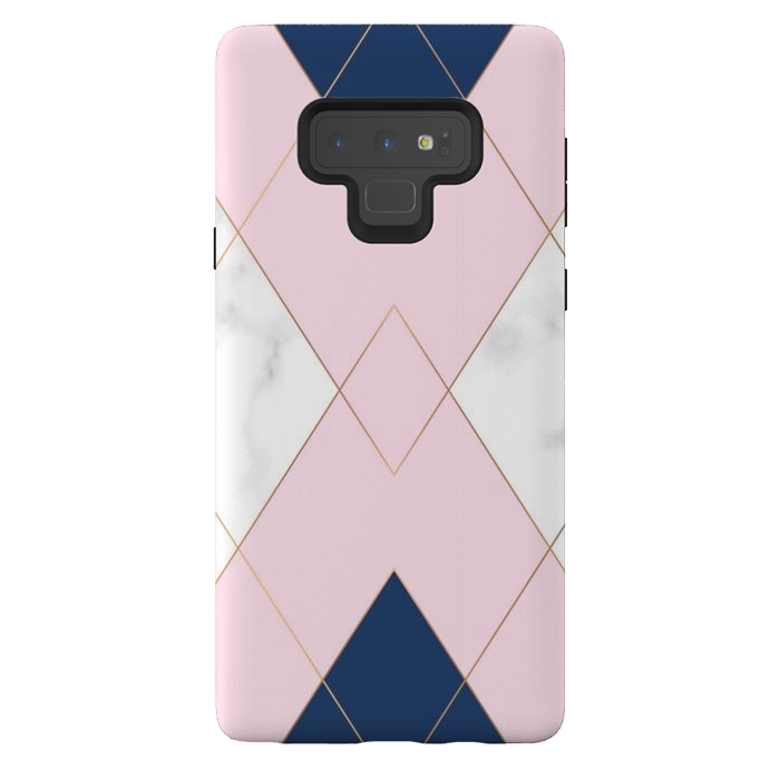 Galaxy Note 9 StrongFit Triangles on marbled design by ArtsCase