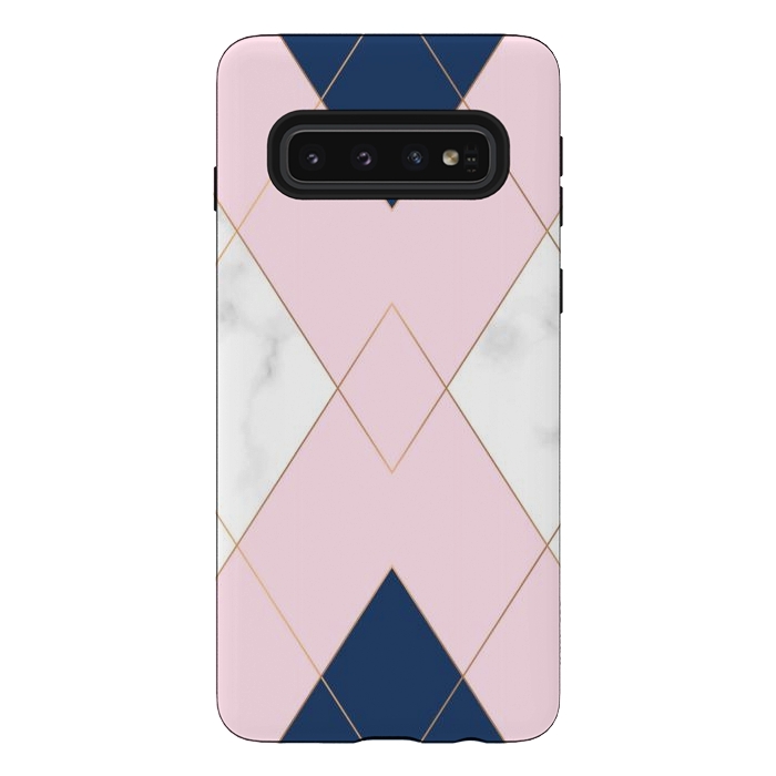 Galaxy S10 StrongFit Triangles on marbled design by ArtsCase