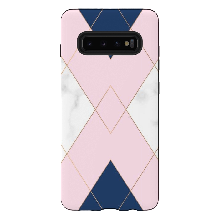Galaxy S10 plus StrongFit Triangles on marbled design by ArtsCase