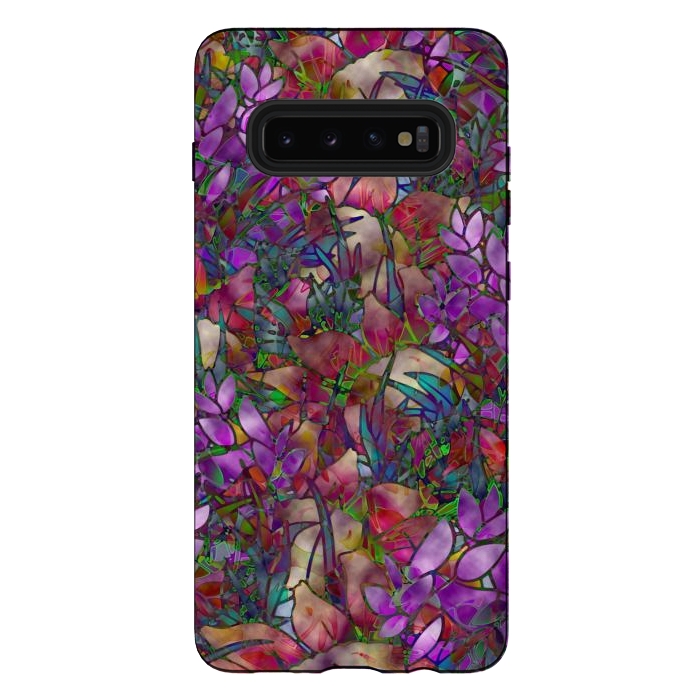 Galaxy S10 plus StrongFit Floral Abstract Stained Glass G175 by Medusa GraphicArt
