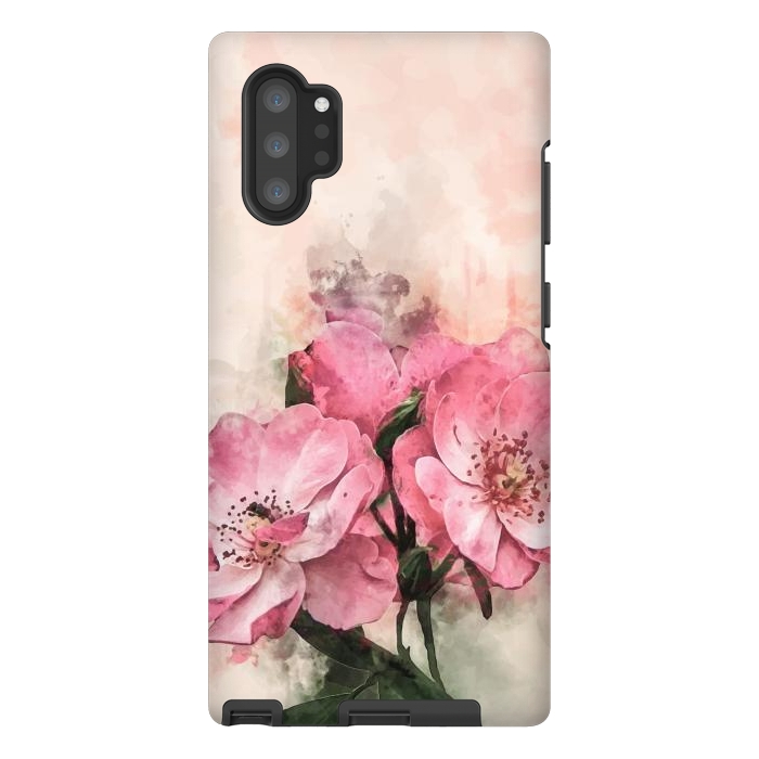 Galaxy Note 10 plus StrongFit Vintage Pink Flower by Creativeaxle
