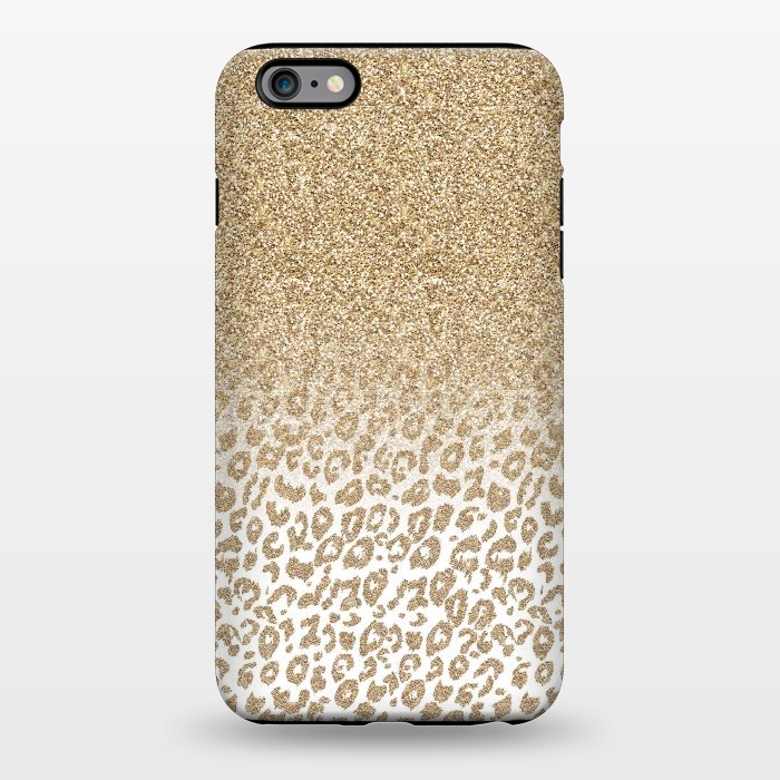 iPhone 6/6s plus StrongFit Trendy Gold Glitter and Leopard Print Gradient Design by InovArts