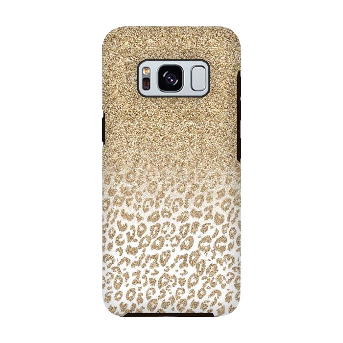 Galaxy S8 StrongFit Trendy Gold Glitter and Leopard Print Gradient Design by InovArts