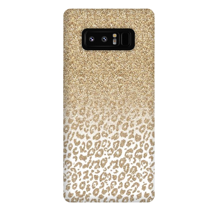 Galaxy Note 8 StrongFit Trendy Gold Glitter and Leopard Print Gradient Design by InovArts