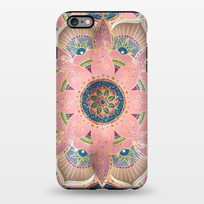 iPhone 6/6s plus StrongFit Trendy Metallic Gold and Pink Mandala Design by InovArts