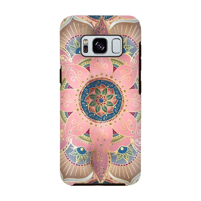 Galaxy S8 StrongFit Trendy Metallic Gold and Pink Mandala Design by InovArts