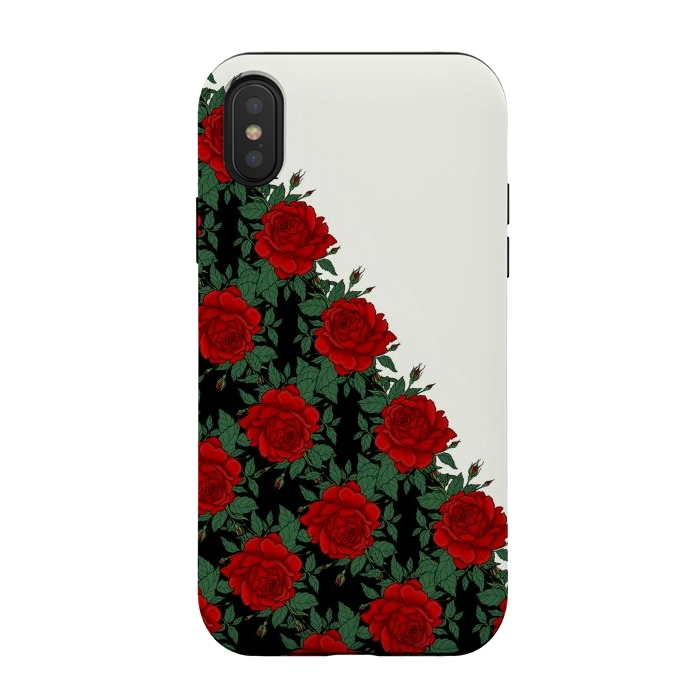 iPhone Xs / X StrongFit Red roses pattern by Jms