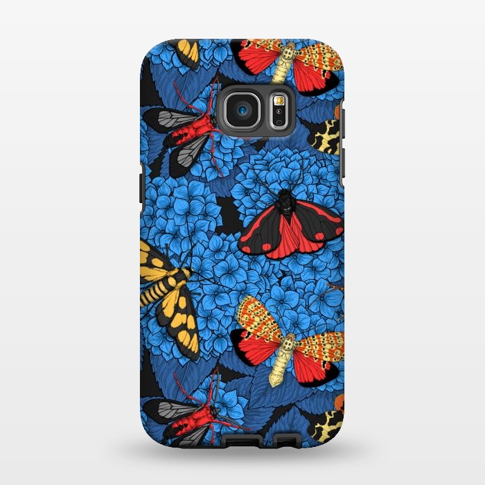 Galaxy S7 EDGE StrongFit Moths on blue hydrangea by Katerina Kirilova