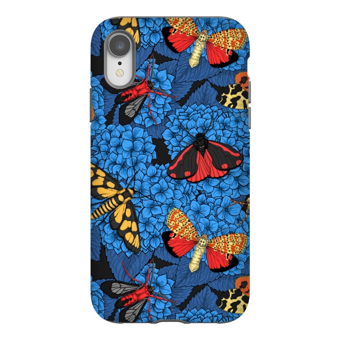 iPhone Xr StrongFit Moths on blue hydrangea by Katerina Kirilova