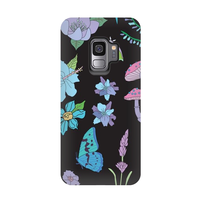 Galaxy S9 StrongFit Garden Witch Pastel Mushrooms, Flowers, Butterflies by Luna Elizabeth Art