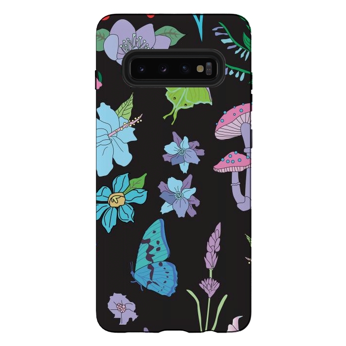 Galaxy S10 plus StrongFit Garden Witch Pastel Mushrooms, Flowers, Butterflies by Luna Elizabeth Art