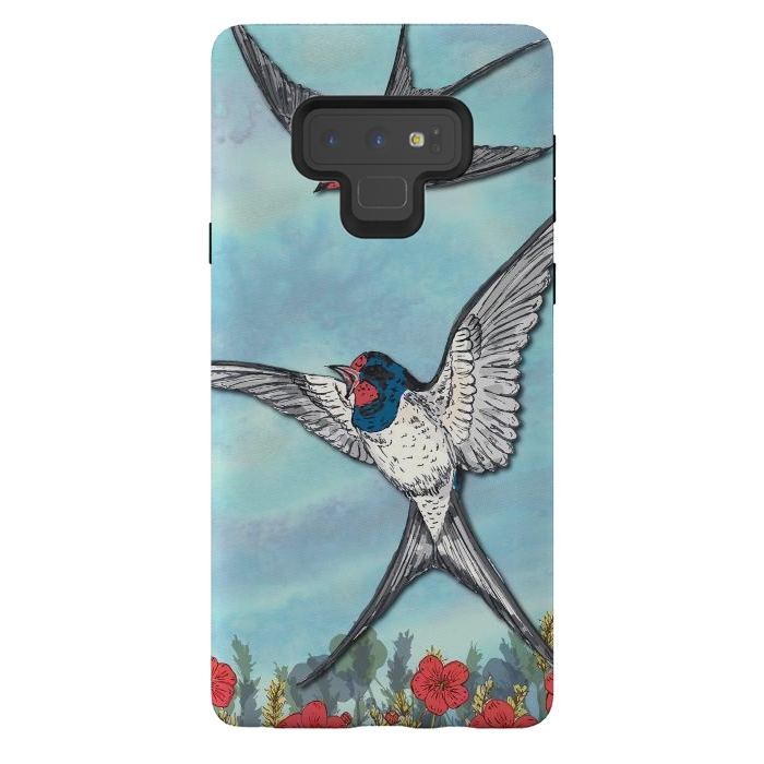 Galaxy Note 9 StrongFit Summer Swallows by Lotti Brown