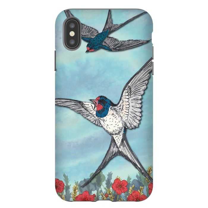 iPhone Xs Max StrongFit Summer Swallows by Lotti Brown