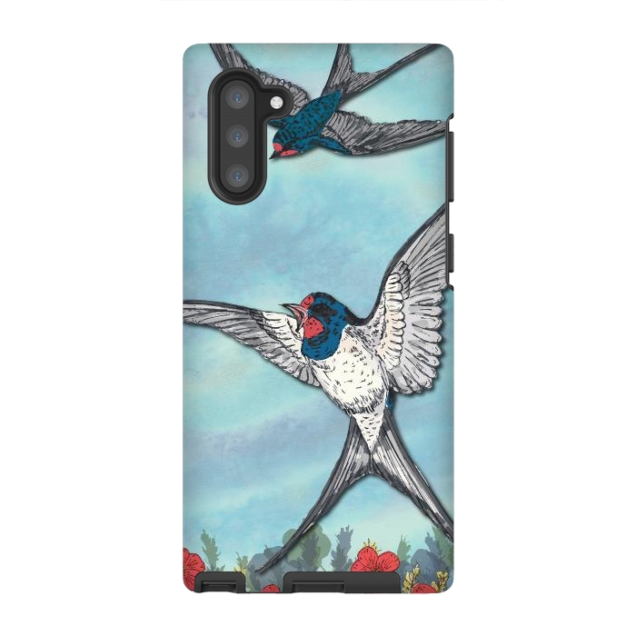 Galaxy Note 10 StrongFit Summer Swallows by Lotti Brown