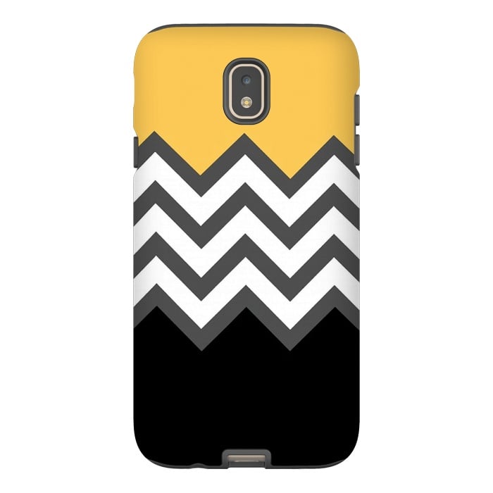 Galaxy J7 StrongFit Color Blocked Chevron Black Yellow by Josie Steinfort 