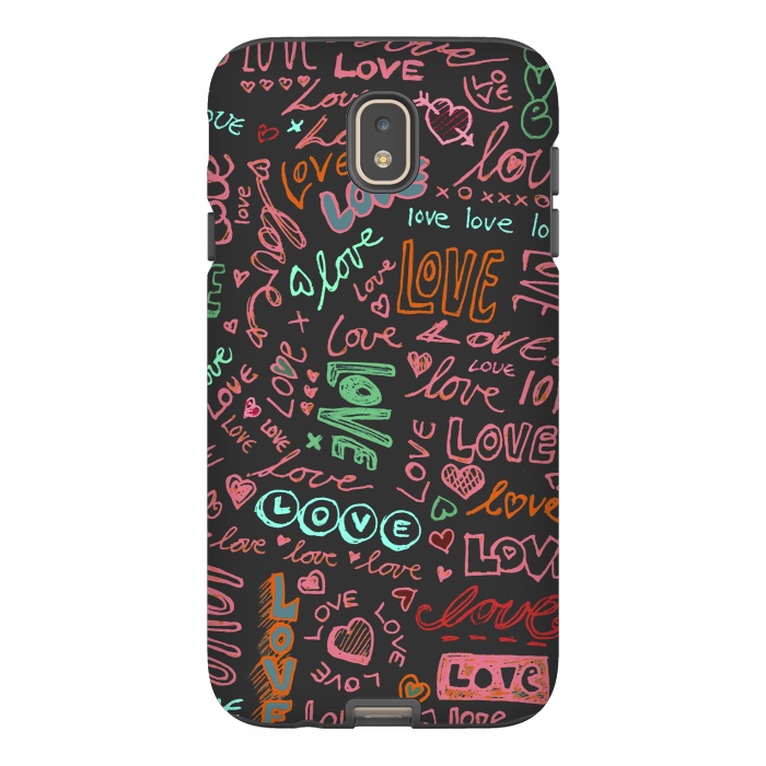 Galaxy J7 StrongFit Love Love Love ballpoint doodles by Micklyn Le Feuvre