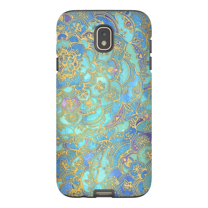 Galaxy J7 StrongFit Sapphire and Jade Stained Glass Mandalas by Micklyn Le Feuvre