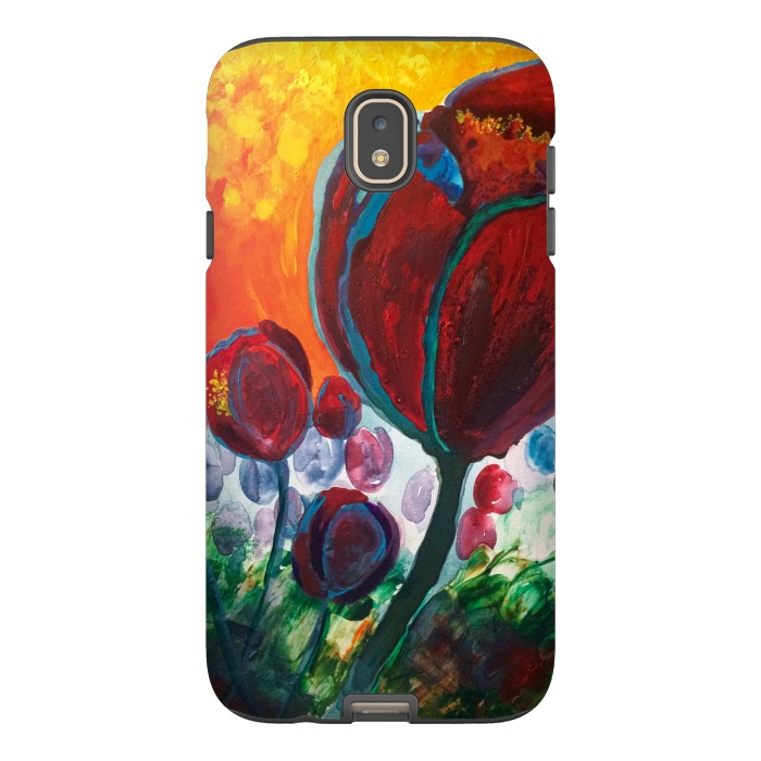 Galaxy J7 StrongFit Blue High Tulips on Fire by ANoelleJay