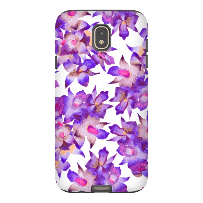 Galaxy J7 StrongFit Vintage Floral Violet by Amaya Brydon