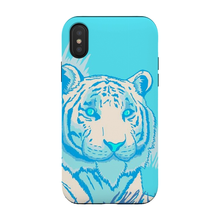 iPhone Xs / X StrongFit The blue tiger by Steve Wade (Swade)