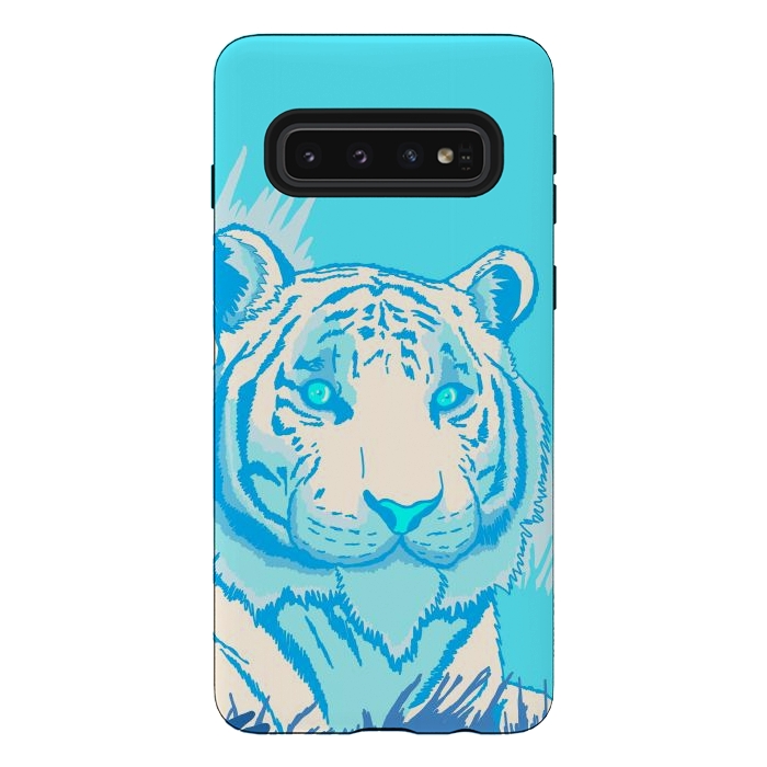 Galaxy S10 StrongFit The blue tiger by Steve Wade (Swade)