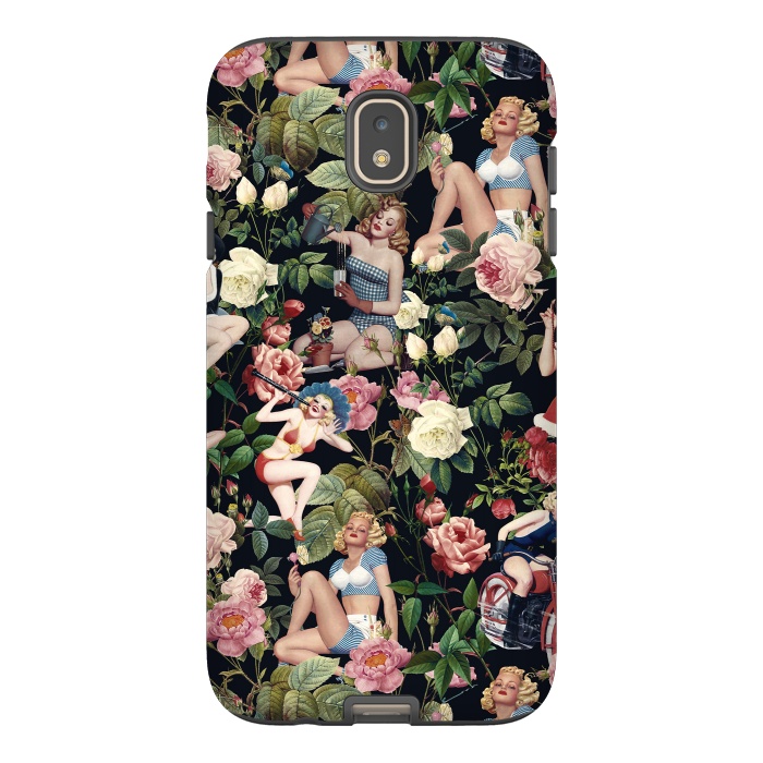 Galaxy J7 StrongFit Floral and Pin Up Girls Pattern by Burcu Korkmazyurek