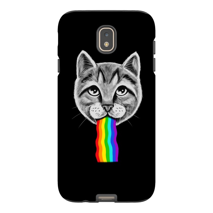 Galaxy J7 StrongFit Cat rainbow by Coffee Man