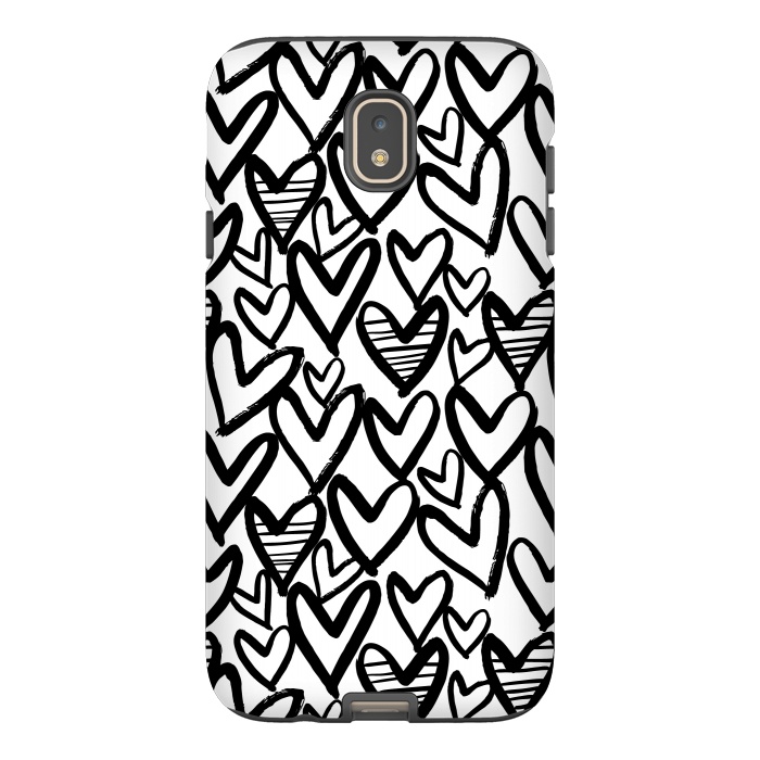 Galaxy J7 StrongFit Black and white hearts by Laura Grant