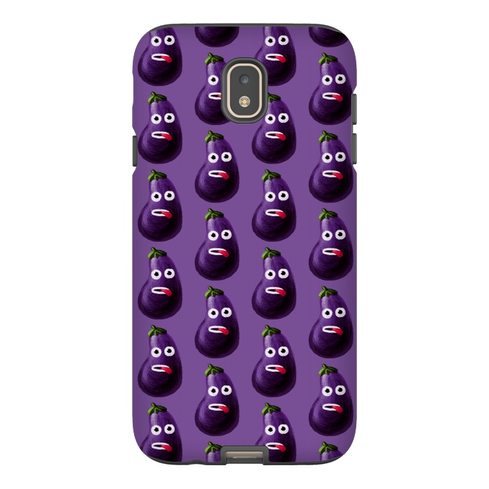 Galaxy J7 StrongFit Purple Funny Cartoon Eggplant Pattern by Boriana Giormova