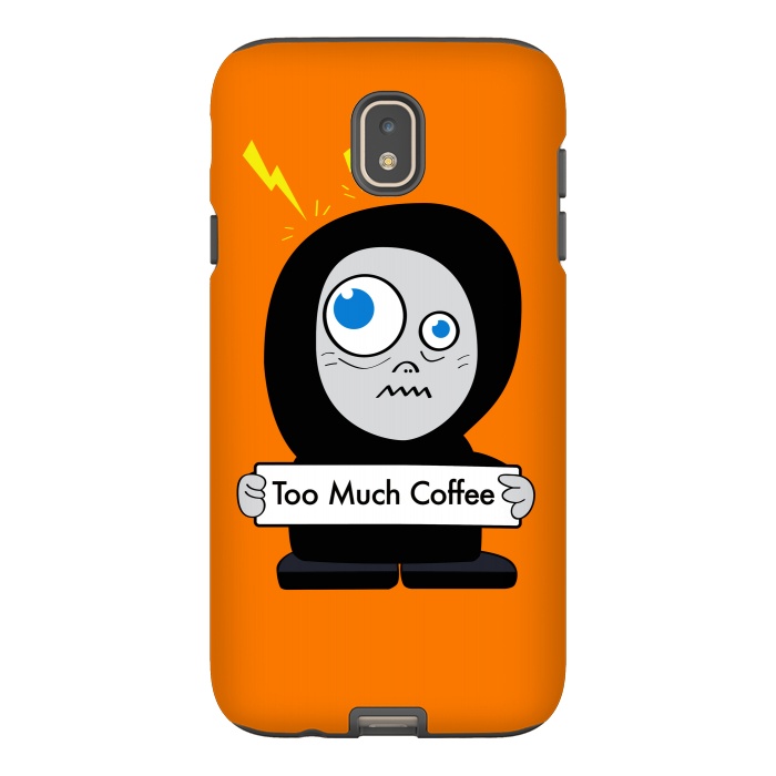 Galaxy J7 StrongFit Funny Cartoon Character Too Much Coffee by Boriana Giormova