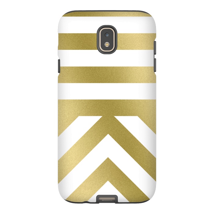 Galaxy J7 StrongFit Gold Chevron Stripes by Caitlin Workman