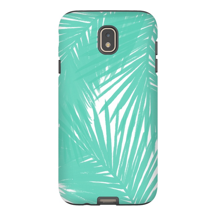 Galaxy J7 StrongFit Palms Teal by Caitlin Workman
