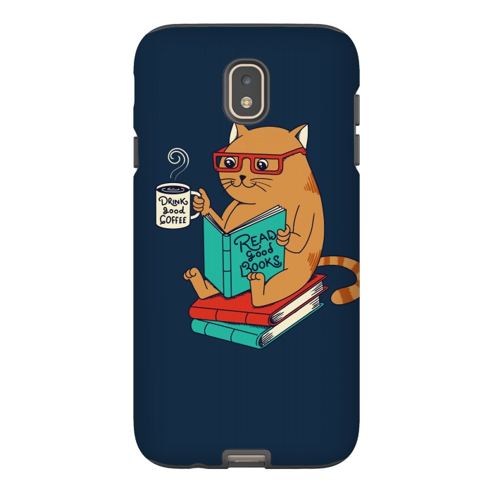 Galaxy J7 StrongFit Cat drink good coffee read good books by Coffee Man