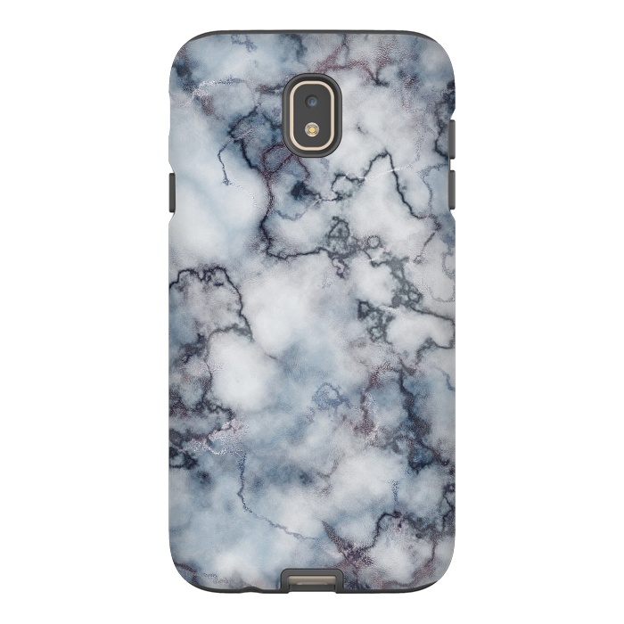 Galaxy J7 StrongFit Blue and Silver Veined Marble by CatJello