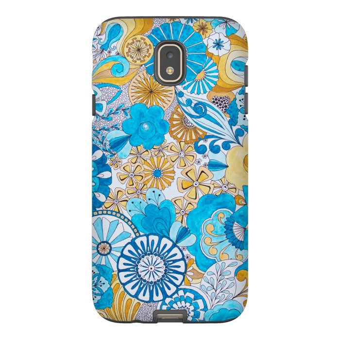 Galaxy J7 StrongFit Seventies Psychedelic Blooms by Paula Ohreen