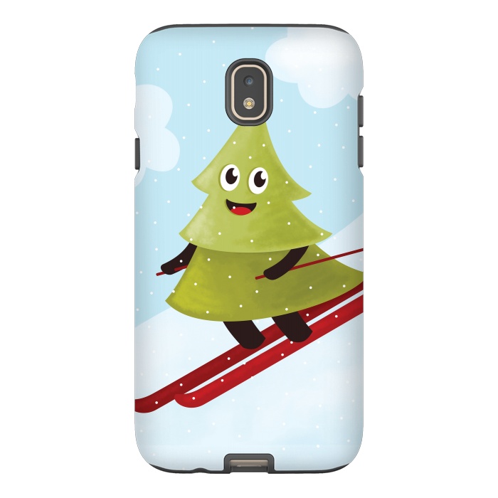 Galaxy J7 StrongFit Happy Skiing Pine Tree by Boriana Giormova